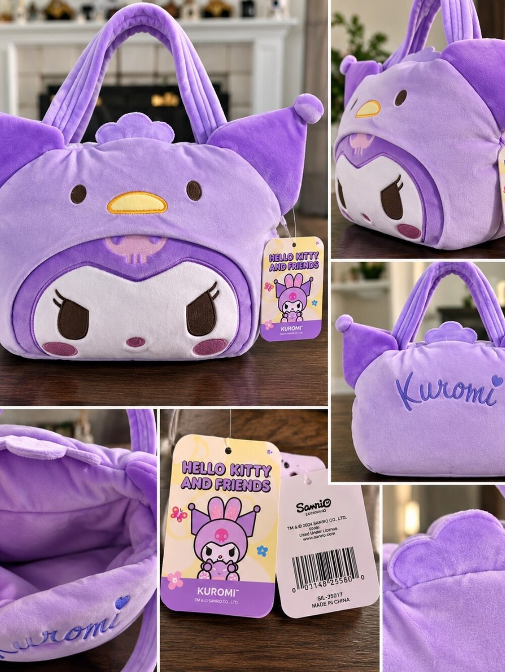 Sanrio Kuromi Purple Plush Tote Bag Handbag NWT Hello Kitty & Friends